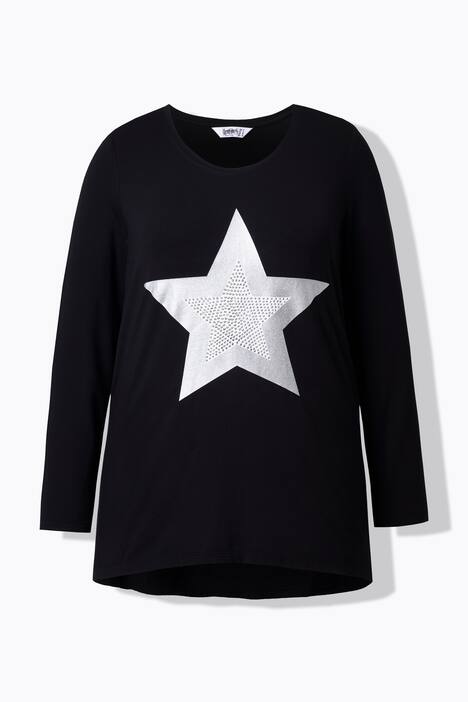 Camiseta, forma en A, estrella metálica, manga larga