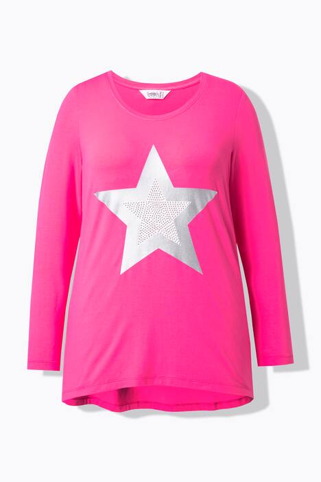T-shirt dal taglio svasato con stella metallizzata e maniche lunghe