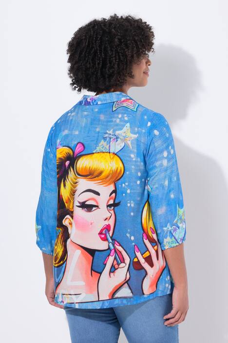 Tunique coupe évasée, manches longues et motif Pop Art