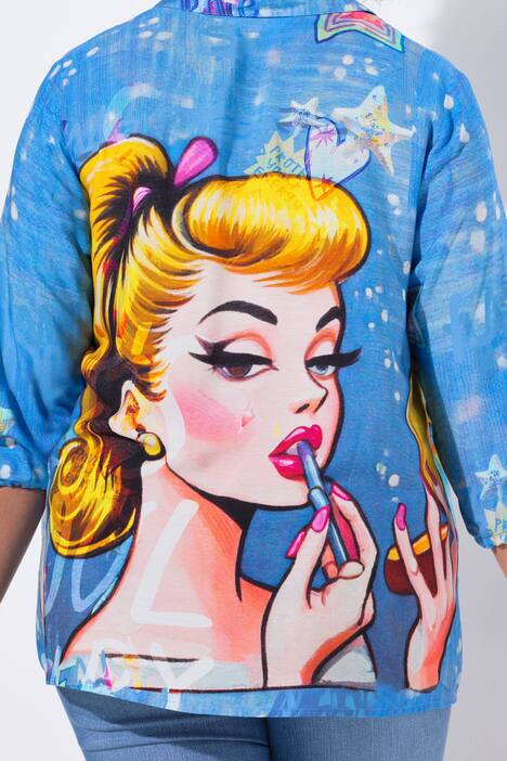 Tunique coupe évasée, manches longues et motif Pop Art