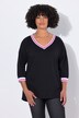T-paita, oversized, raidalliset hihansuut, 3/4-hihat