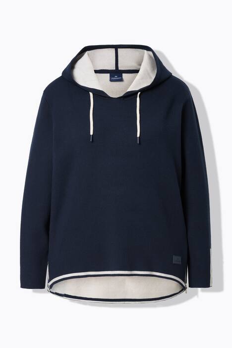 Gebreide hoodie, dubbelzijdig, capuchon, lange mouw