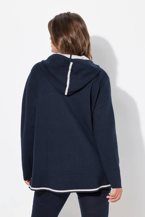 Gebreide hoodie, dubbelzijdig, capuchon, lange mouw