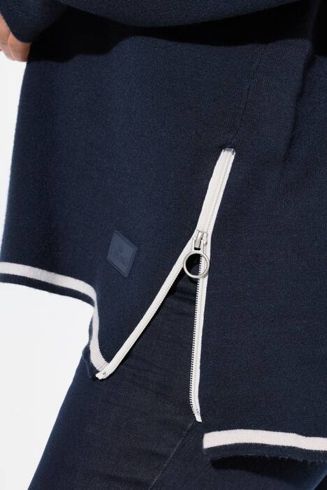 Gebreide hoodie, dubbelzijdig, capuchon, lange mouw