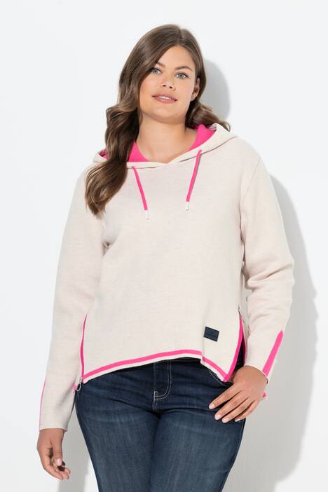 Gebreide hoodie, dubbelzijdig, capuchon, lange mouw