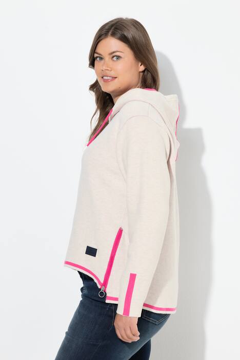 Gebreide hoodie, dubbelzijdig, capuchon, lange mouw