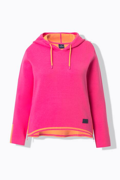 Gebreide hoodie, dubbelzijdig, capuchon, lange mouw