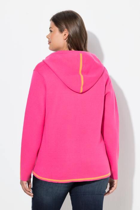 Gebreide hoodie, dubbelzijdig, capuchon, lange mouw
