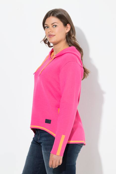 Gebreide hoodie, dubbelzijdig, capuchon, lange mouw