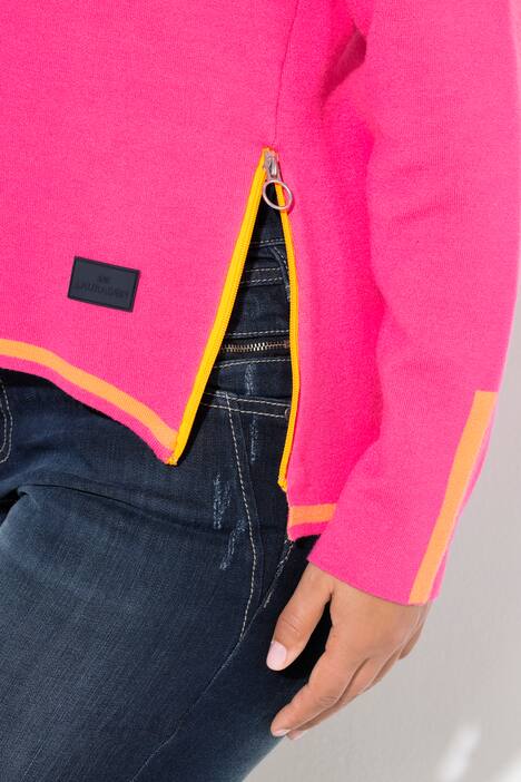 Gebreide hoodie, dubbelzijdig, capuchon, lange mouw