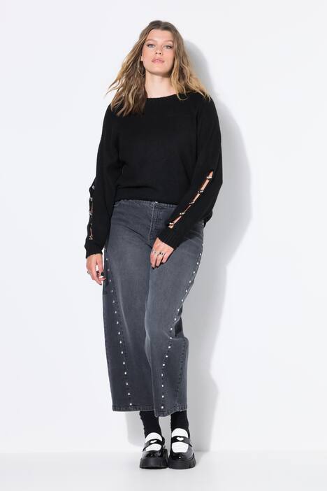 Jean barrel, coupe Wide Ballon Legs, taille haute et coutures fantaisie