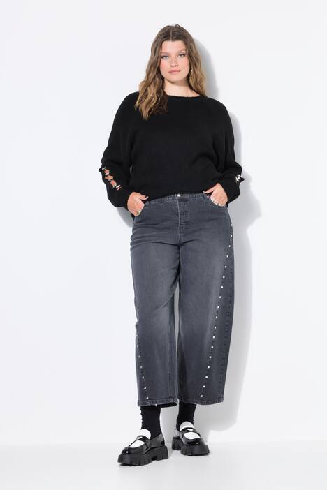Jean barrel, coupe Wide Ballon Legs, taille haute et coutures fantaisie