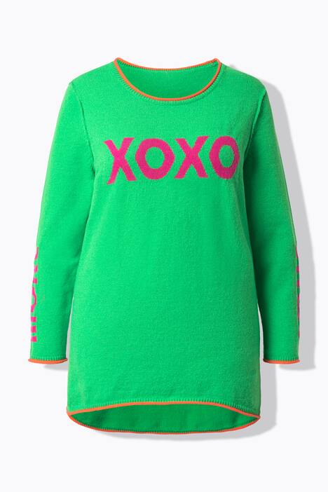 Neule, Straight Fit, statement-teksti, avoreunainen