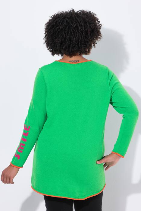 Neule, Straight Fit, statement-teksti, avoreunainen