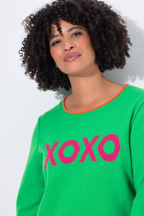 Neule, Straight Fit, statement-teksti, avoreunainen