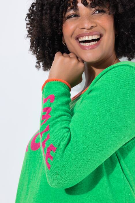 Neule, Straight Fit, statement-teksti, avoreunainen