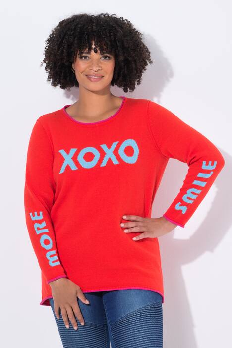 Neule, Straight Fit, statement-teksti, avoreunainen