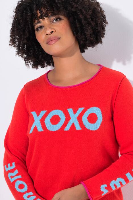Neule, Straight Fit, statement-teksti, avoreunainen