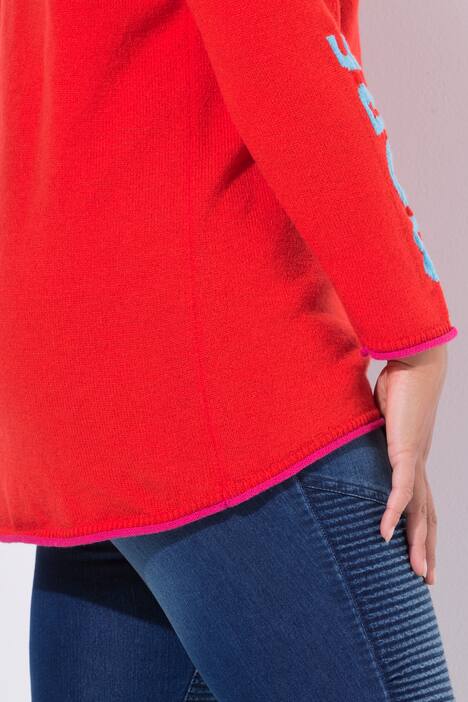 Neule, Straight Fit, statement-teksti, avoreunainen