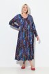 Robe maxi motif peau de serpent, manches longues et décolleté en V, coupe évasée
