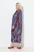 Robe maxi motif peau de serpent, manches longues et décolleté en V, coupe évasée
