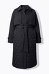 Trench-coat évasé, texture mixte et matelassage, rembourré, ceinture nouée