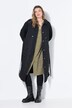 Trench-coat évasé, texture mixte et matelassage, rembourré, ceinture nouée