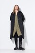 Trench-coat évasé, texture mixte et matelassage, rembourré, ceinture nouée