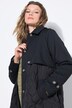Trench-coat évasé, texture mixte et matelassage, rembourré, ceinture nouée