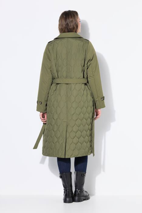 Trenchcoat, A-linje, blanding med vattering, vattert, knytebelte
