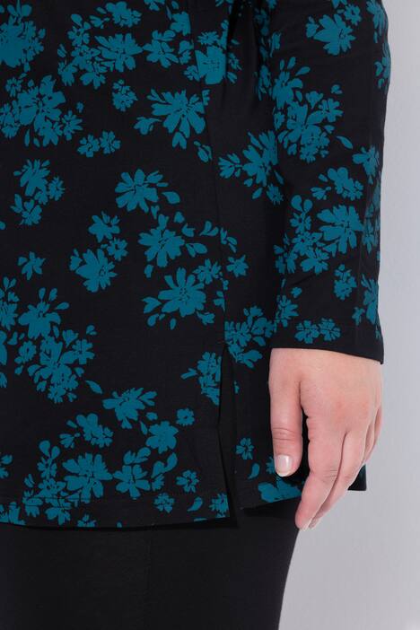 Longshirt, bloemen, A-lijn, V-hals, lange mouw