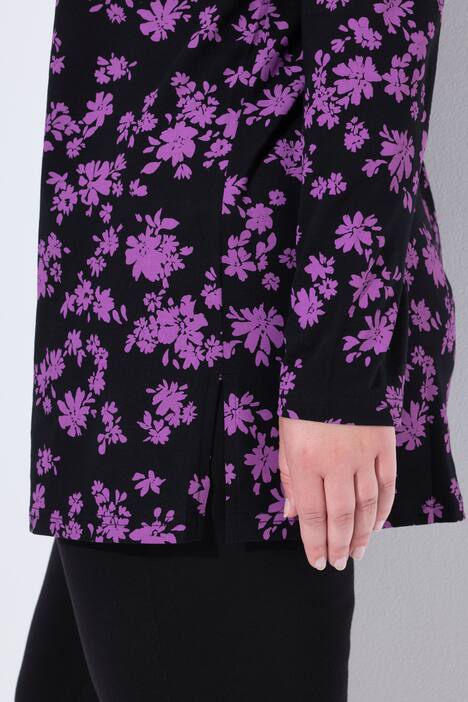 Longshirt, bloemen, A-lijn, V-hals, lange mouw