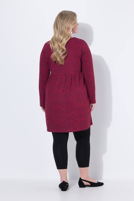 T-shirt long, décolleté carré et manches longues, coupe évasée