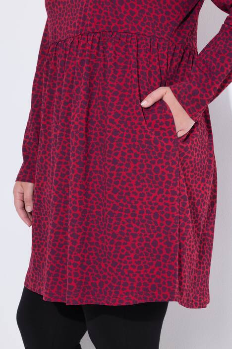 T-shirt long, décolleté carré et manches longues, coupe évasée