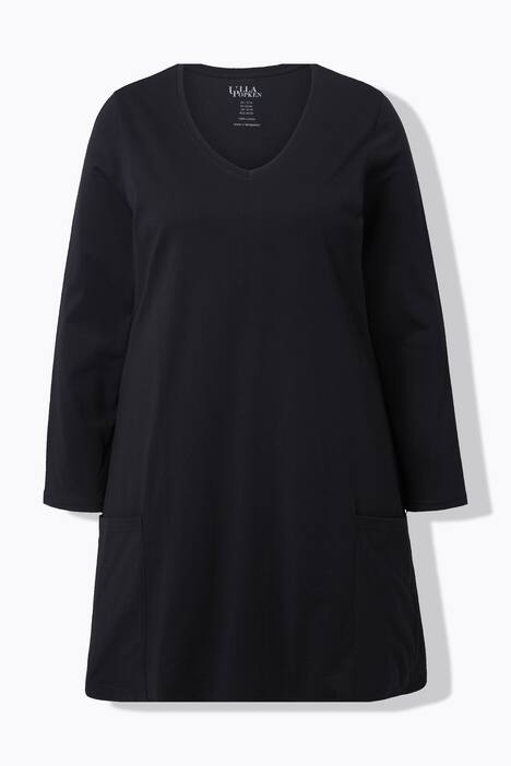 Maglia dal taglio lungo e svasato con tasche, scollo a V e maniche lunghe