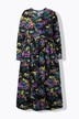Robe maxi à fleurs, col tunisien et manches longues, coupe évasée