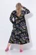 Robe maxi à fleurs, col tunisien et manches longues, coupe évasée