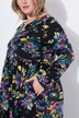 Robe maxi à fleurs, col tunisien et manches longues, coupe évasée