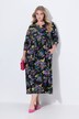 Robe maxi à fleurs, col tunisien et manches longues, coupe évasée