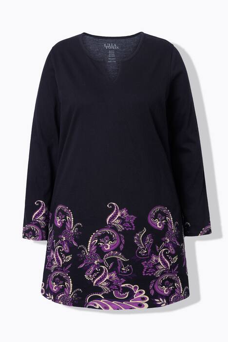 Longshirt, A-Linie, Tunika-Ausschnitt, Langarm