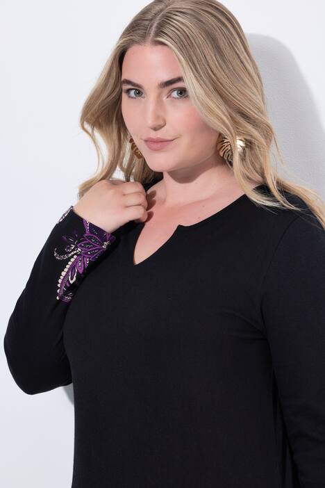 Longshirt, A-Linie, Tunika-Ausschnitt, Langarm