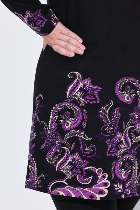 Longshirt, A-Linie, Tunika-Ausschnitt, Langarm