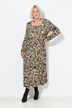Robe maxi motif cachemire, décolleté carré et manches longues, coupe évasée