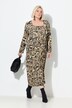 Robe maxi motif cachemire, décolleté carré et manches longues, coupe évasée