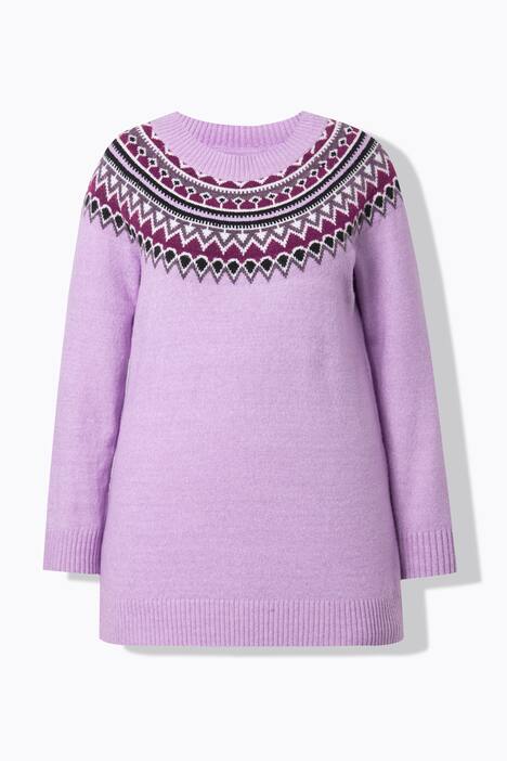 Pull norvégien, col rond et manches longues raglan