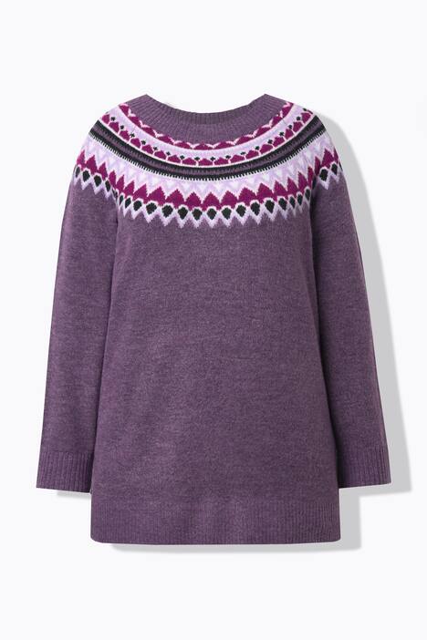 Pull norvégien, col rond et manches longues raglan