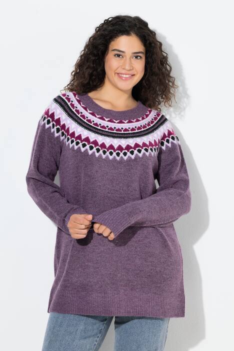 Pull norvégien, col rond et manches longues raglan