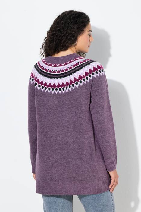 Pull norvégien, col rond et manches longues raglan