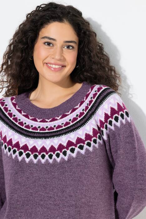 Pull norvégien, col rond et manches longues raglan
