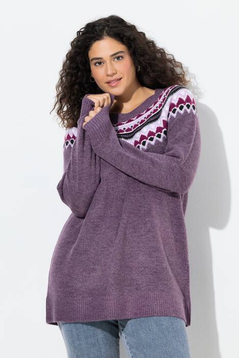Pull norvégien, col rond et manches longues raglan
